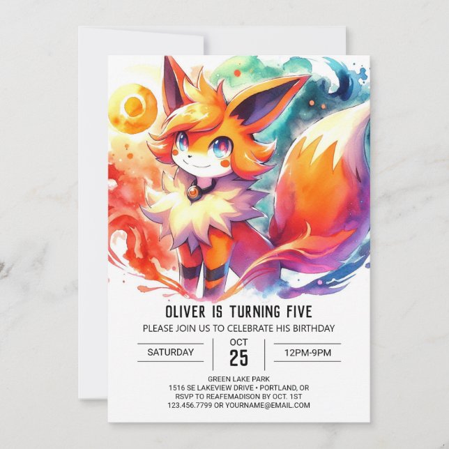 Pastel Children Fox Geburtstag Einladung (Vorderseite)