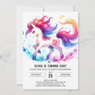 Pastel Children Horse Geburtstag Einladung