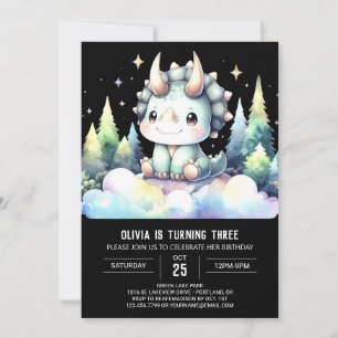 Pastel Children Triceratops Geburtstag Einladung