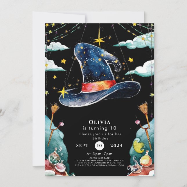 Pastel Children's Fun Wizard Geburtstag Einladung (Vorderseite)