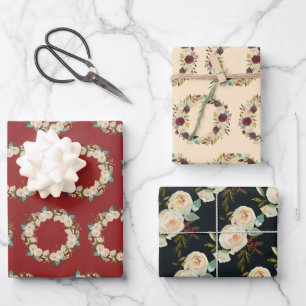 Pastel Christmas Florals Geschenkpapier Set