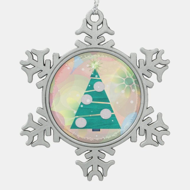 Pastel Christmas HOLIDAY Schneeflocken Zinn-Ornament (Vorderseite)