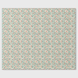 Pastel Christmas Holly & Winter Foliage Pattern Geschenkpapier
