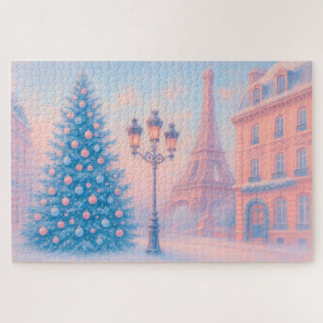 Pastel Christmas in Paris Puzzle (Horizontal)