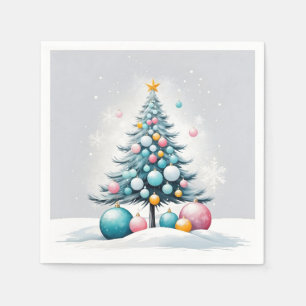 Pastel Christmas Oversized Blue Pink Ornaments Serviette