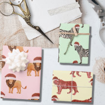 Pastel Christmas Safari Tiere | Lion Zebra Tiger