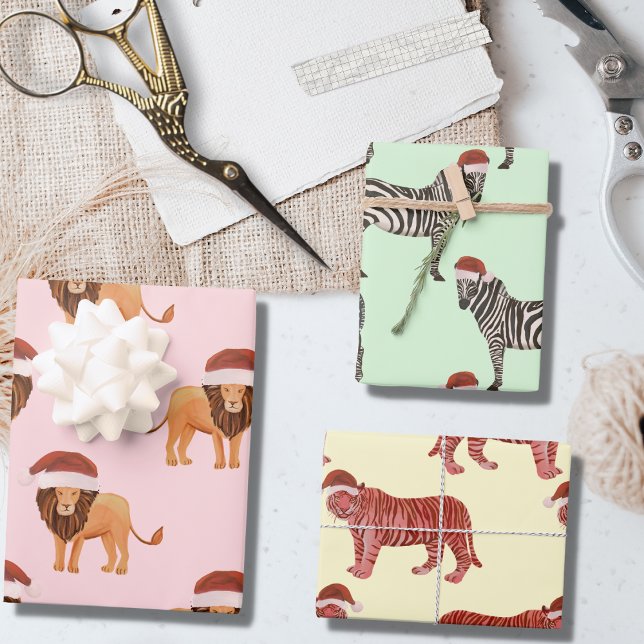 Pastel Christmas Safari Tiere | Lion Zebra Tiger Geschenkpapier Set (Von Creator hochgeladen)