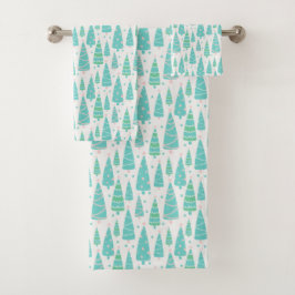 Pastel Christmas Tree Forest Badhandtuch Set