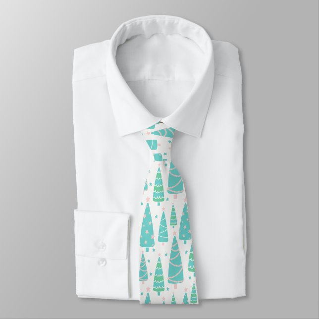 Pastel Christmas Tree Forest Krawatte (Gebunden)