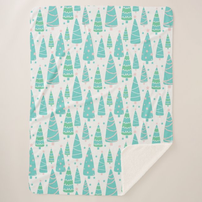 Pastel Christmas Tree Forest Sherpadecke (Vorderseite)