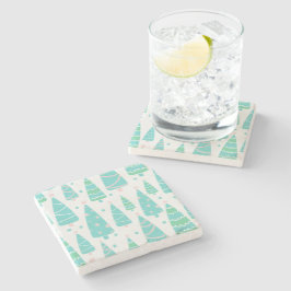 Pastel Christmas Tree Forest Steinuntersetzer