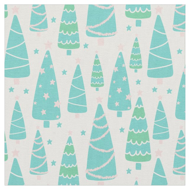 Pastel Christmas Tree Forest Stoff (Nahaufnahme)