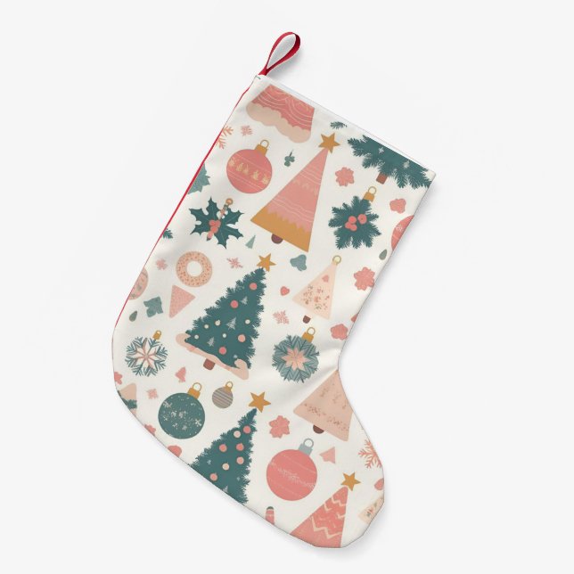 Pastel Christmas Tree Ornaments Holiday Kleiner Weihnachtsstrumpf (Vorderansicht (hängend))