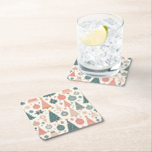 Pastel Christmas Tree Ornaments Holiday Rechteckiger Pappuntersetzer