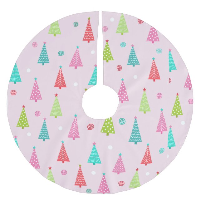 Pastel Christmas Tree Skirt Polyester Weihnachtsbaumdecke (Vorderseite)