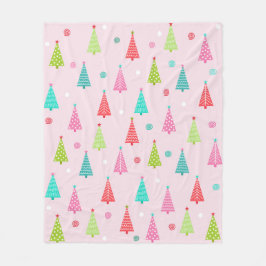 Pastel Christmas Trees Fleece Blanket