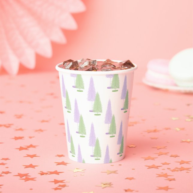 Pastel Christmas Trees Pappbecher (Insitu)