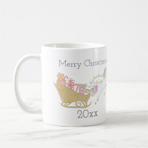 Pastel Christmas Unicorn Santa's Sleigh Kaffeetasse