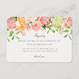 Pastel Citrus Floral Bridal Registry Beilage Begleitkarte
