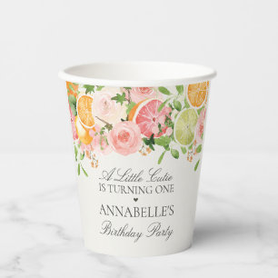 Pastel Citrus Floral Kleine Süsse Geburtstagsparty Pappbecher