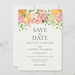 Pastel Citrus Floral Main Squeeze Save the Date Einladung