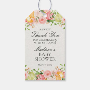 Pastel Citrus Floral Süsse Baby Dusche Gefallen Geschenkanhänger