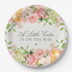 Pastel Citrus Floral Süsse Kinderdusche Nachtisch Pappteller