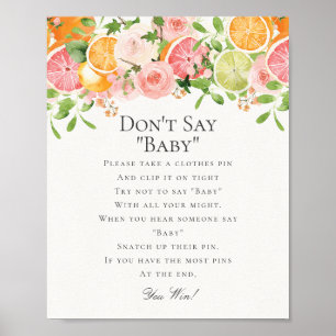 Pastel Citrus Süsse Dont Say Baby Game Poster