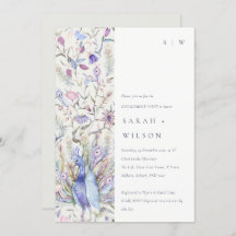 Pastel Classy Verziert Watercolor Peacock Verlobun