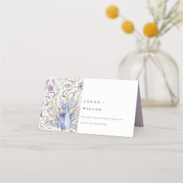 Pastel Classy Verziert Watercolor Peacock Wedding Platzkarte