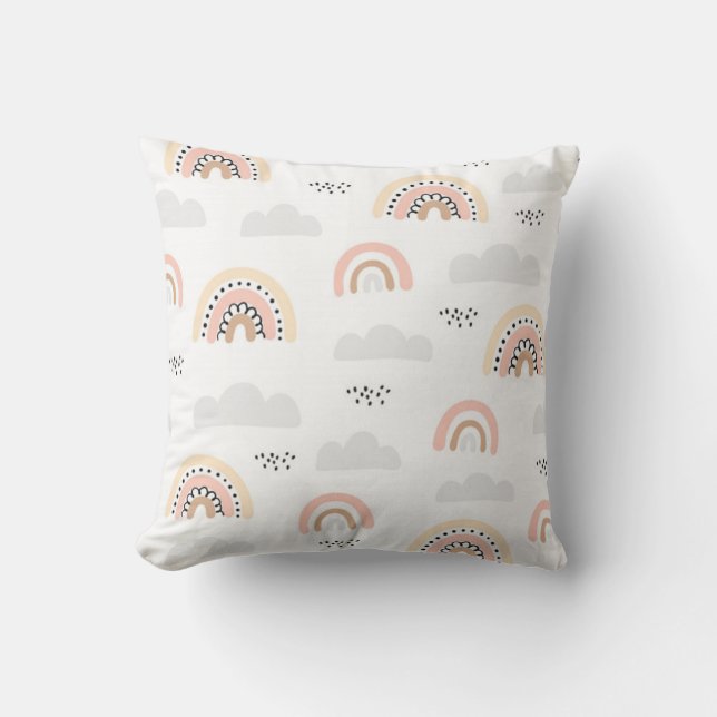 Pastel Clouds & Boho Rainbows Cushion Kissen (Vorderseite)
