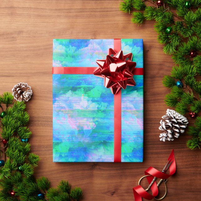Pastel Cloudy Blues Wrapping Paper Geschenkpapier (Feiertagsgeschenk)