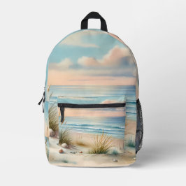 Pastel Coastal Dunes Watercolor Bedruckter Rucksack