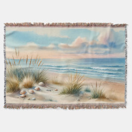 Pastel Coastal Dunes Watercolor Decke