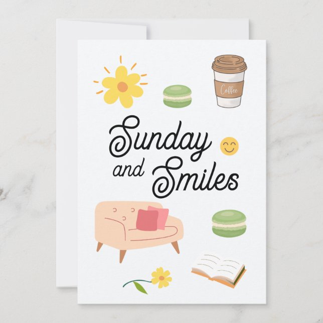 Pastel Coffee Date Card | Chill Sunday Vibes Einladung (Vorderseite)