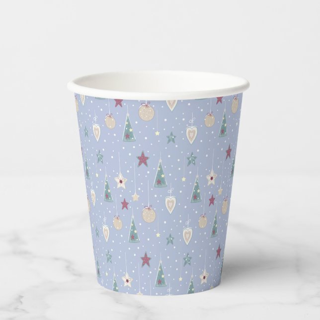 Pastel Color Christmas Tree Star und Herz Pappbecher (Vorderseite)