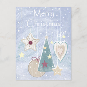 Pastel Color Christmas Tree Star und Herz Postkarte