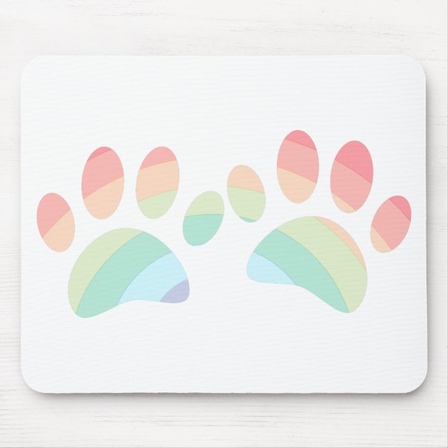 Pastel Color Rainbow Dog Paw Prints Mousepad (Vorne)