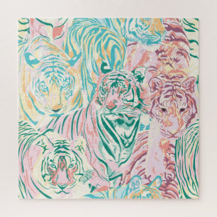 Pastel Color Tiger Art Muster Puzzle