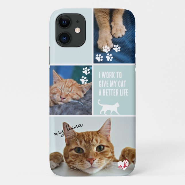 Pastel Colorblock Katzenfokus Monogramm Pet Case-Mate iPhone Hülle (Rückseite)