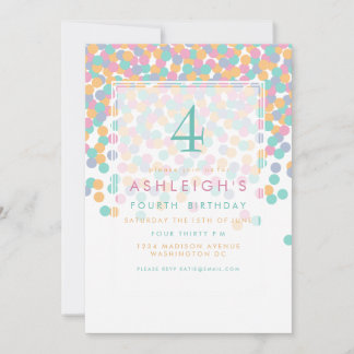 Pastel Colored Confetti | Kinder Geburtstagsparty Einladung