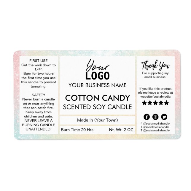 Pastel Colored Cotton Candy Scented Soy Candle (Vorne)