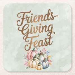 Pastel Colored Pumpkins Friendsgiving Fest Rechteckiger Pappuntersetzer