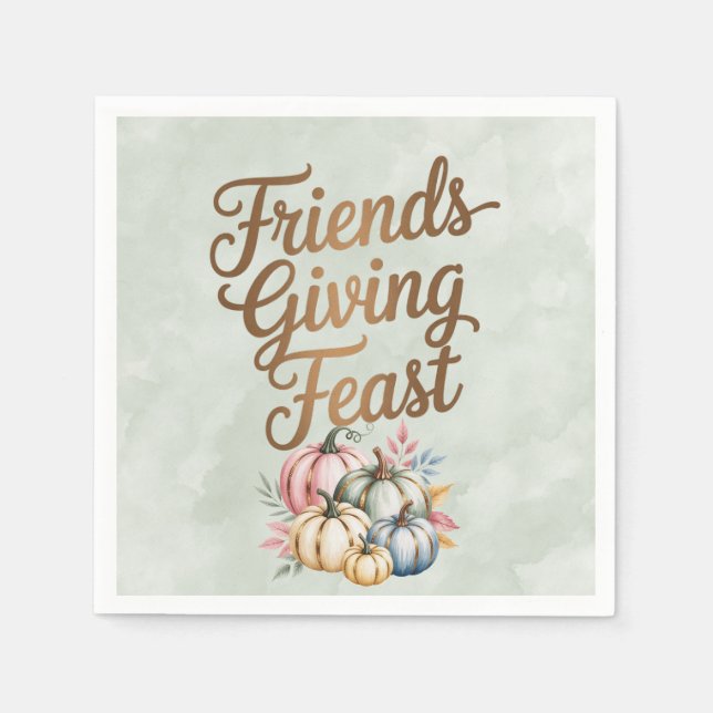 Pastel Colored Pumpkins Friendsgiving Fest Serviette (Vorderseite)