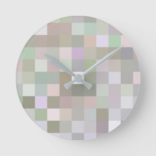Pastel Colored Squares Runde Wanduhr