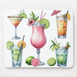 PASTEL COLORED SUMMER COCKTAILS AND FRUITS MOUSEPAD