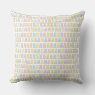 PASTEL COLORED TEDDY BEARS & ZIG ZAG STRIPES KISSEN
