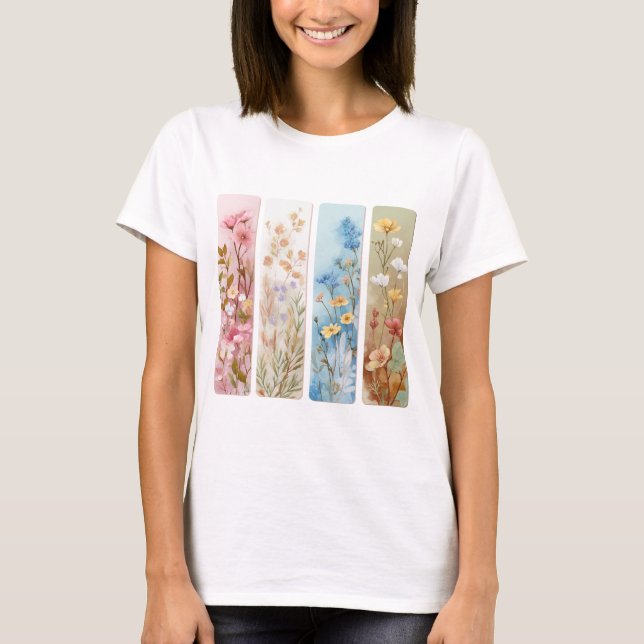 PASTEL COLORED WILDFLOWER BRUSHSTROKES T-Shirt (Vorderseite)