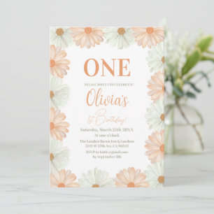 Pastel Colorful Daisy Blume 1. Geburtstag Einladung