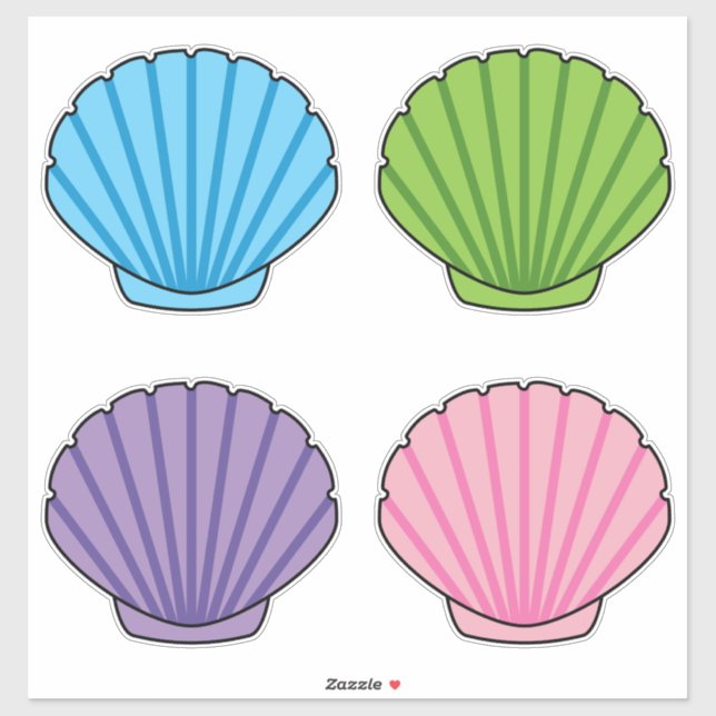 Pastel Colorful Seashell Pack Aufkleber (Blatt)